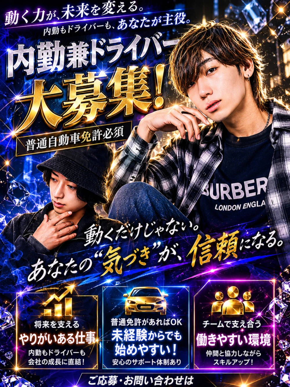 内勤兼ドライバー大募集！
動く力が、未来を変える
内勤ドライバーもあなたが主役